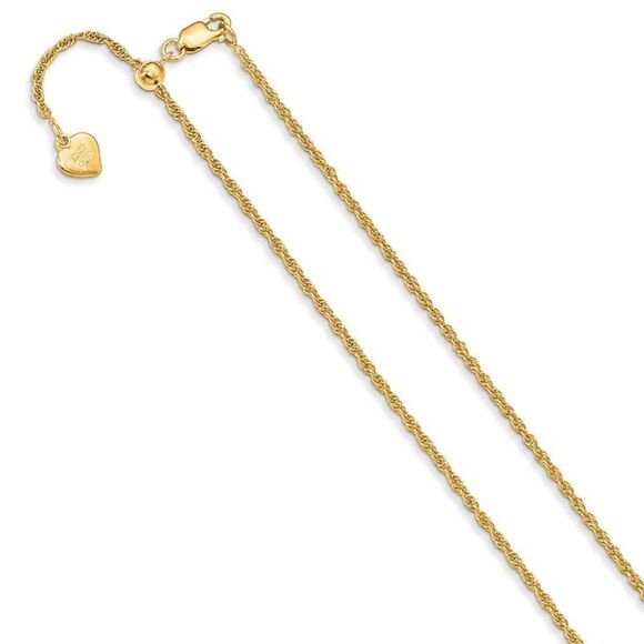 1.35mm Gold Tone Plated Sterling Silver Adj. Loose Rope Chain, 22 Inch - Picture 1 of 4
